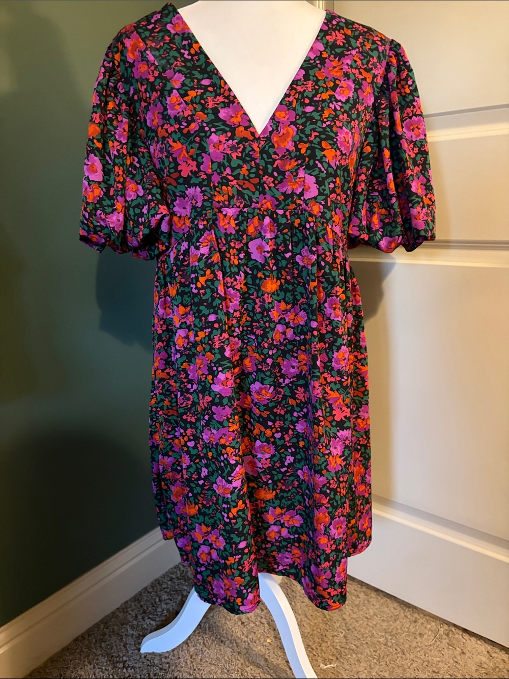 entro Black Dress with Pink & Orange Floral Print